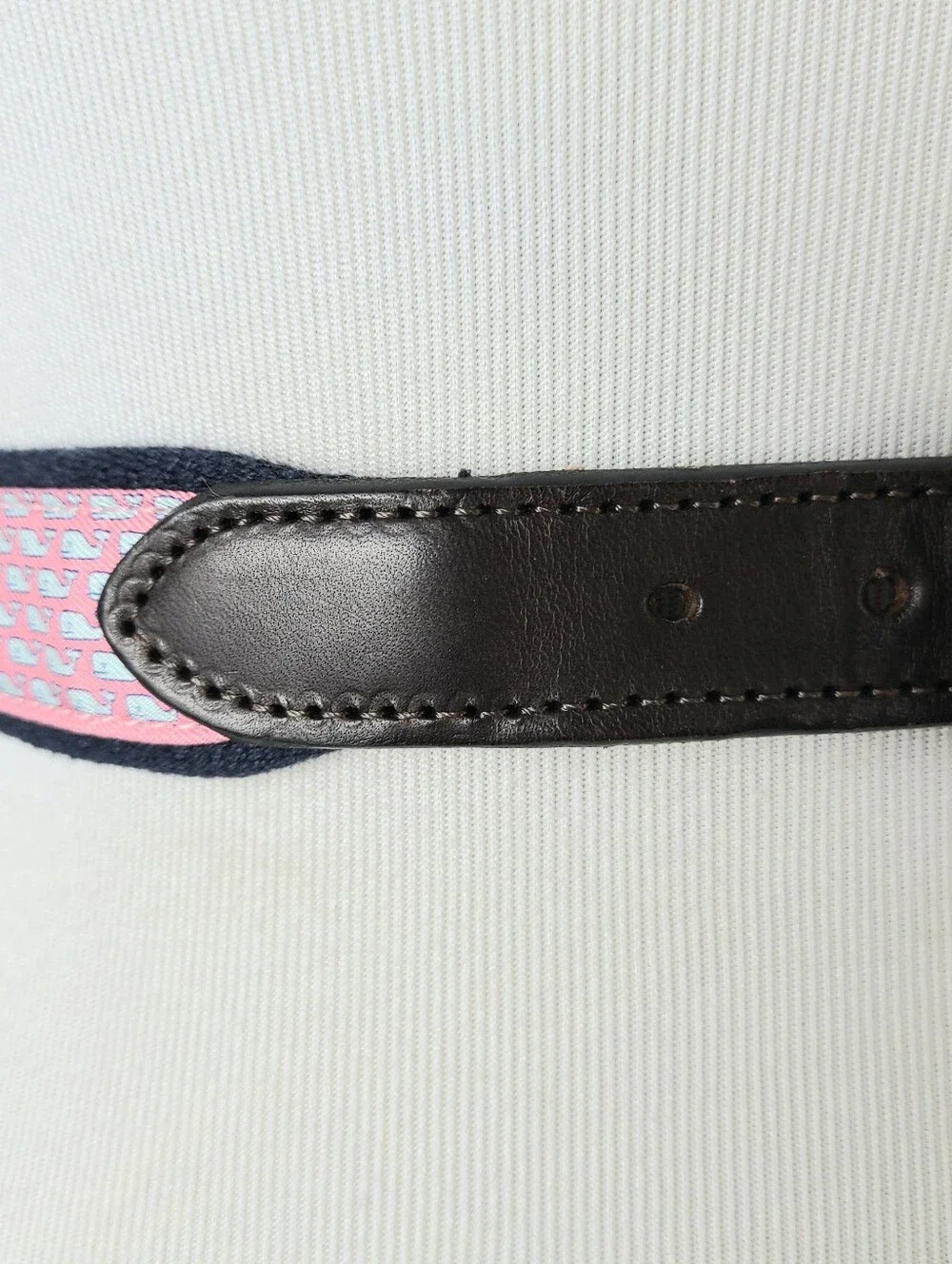 Vineyard Vines By Shepard & Ian Pink Whale Print Leather Trim Belt